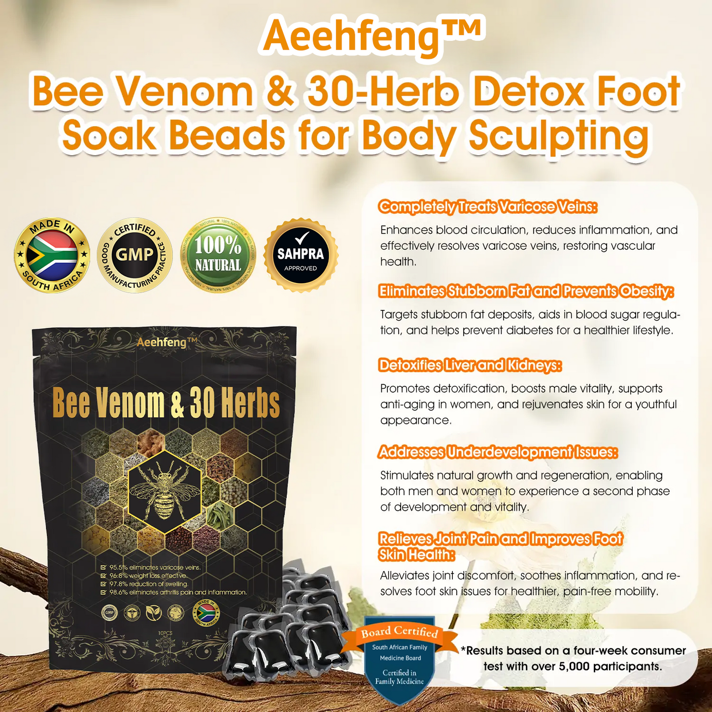 Last day to get 70% OFF: Aeehfeng™ Bee Venom & 30-Herb Detox Foot Soak Beads for Body Sculpting-South African Lymphoedema Association (SALA) Recommendation🐝🐝