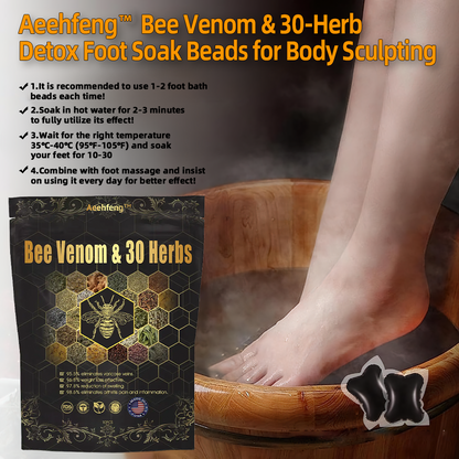 Last day to get 70% OFF: Aeehfeng™ Bee Venom & 30-Herb Detox Foot Soak Beads for Body Sculpting- Recommended by the America Lymphatic Academy (ALA)