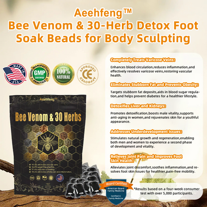 Last day to get 70% OFF: Aeehfeng™ Bee Venom & 30-Herb Detox Foot Soak Beads for Body Sculpting- Recommended by the America Lymphatic Academy (ALA)